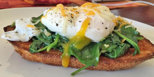 poached egg spinach grilled bread